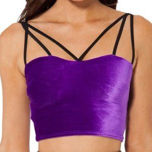 Blackmilk purple velvet cross straps crop